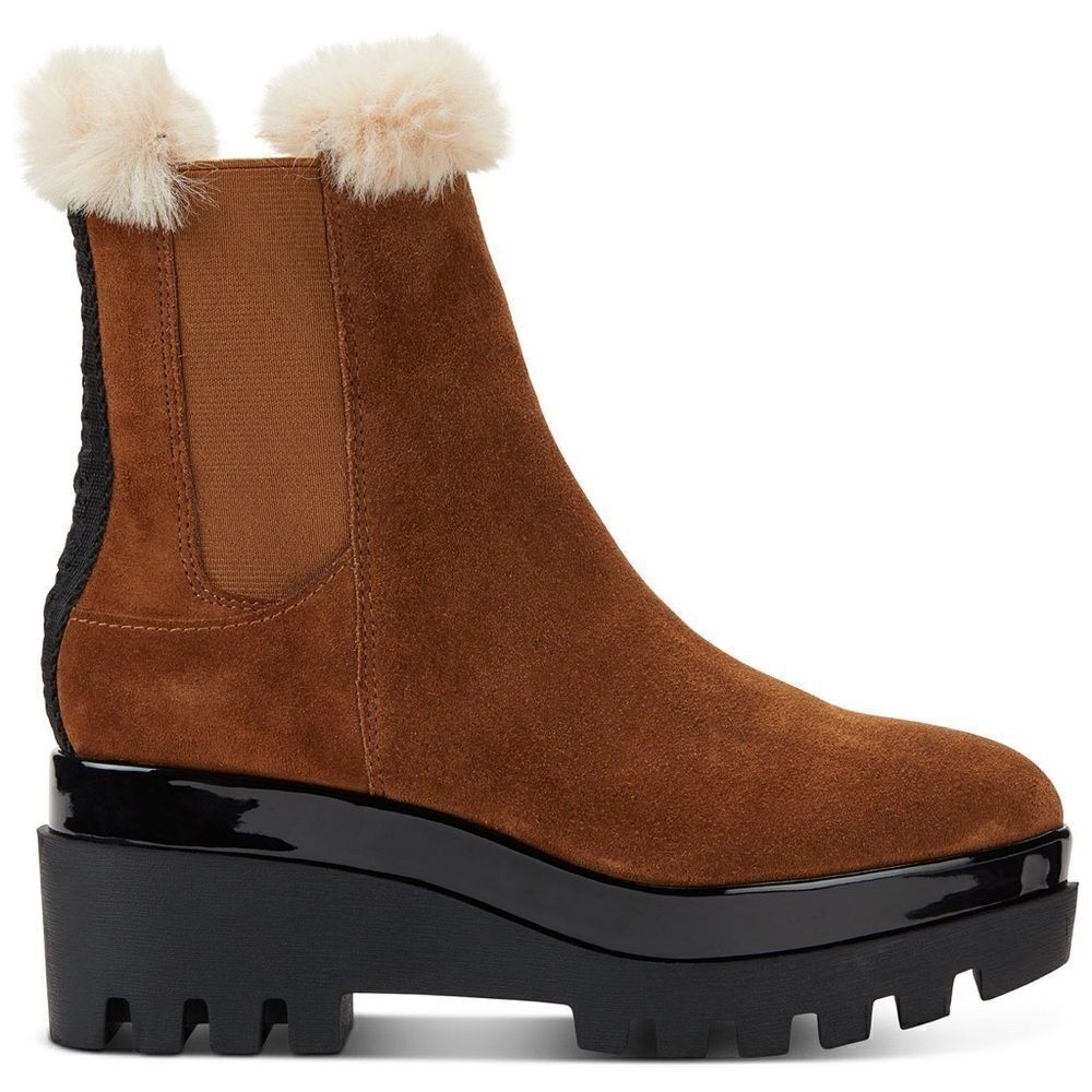 DKNY Latte Brown Suede Bax Wedge Lug Sole Booties 6.5M New